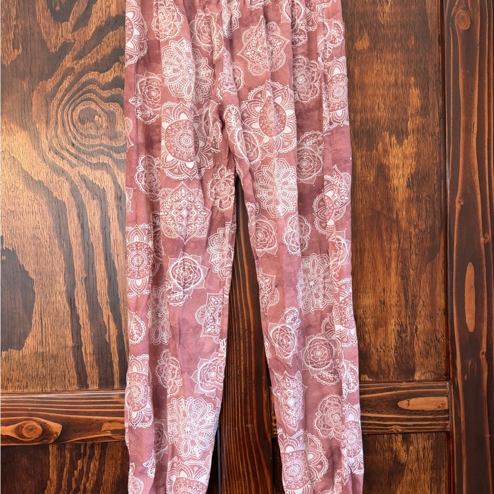 Lotus and Luna Pink/mauve Patterned Wide Leg Pants Petite Small - Picture 5 of 6